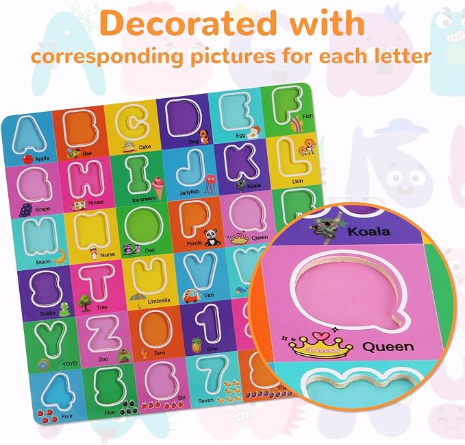 Wooden Alphabet Puzzles Ages 3-5, Alphabet and Number Puzzle with ABC Learning for Kids Ages 3 4 5, Preschool Learning Toys with Chunky ABC Puzzle Board for Girls Boys Kindergarten - Image 5