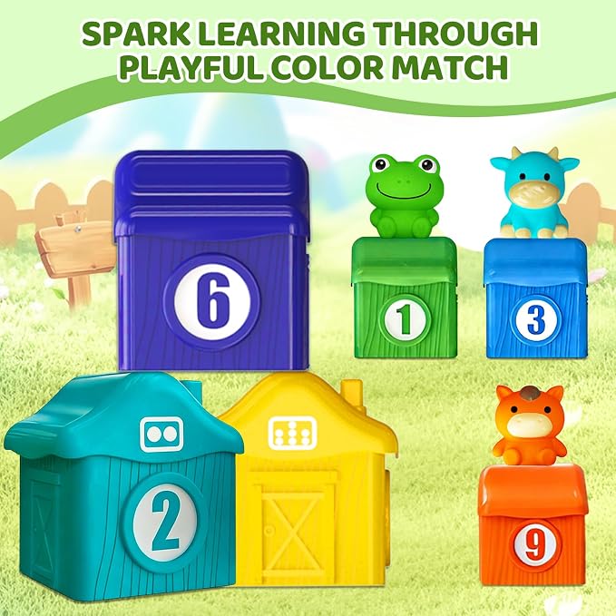 Toddler Learning Toys for 1 2 3 Year Old, Counting Matching & Sorting Montessori Train Set with 9 Farm Animals Finger Puppets, Birthday Gift for Baby Boys Girls - Image 6