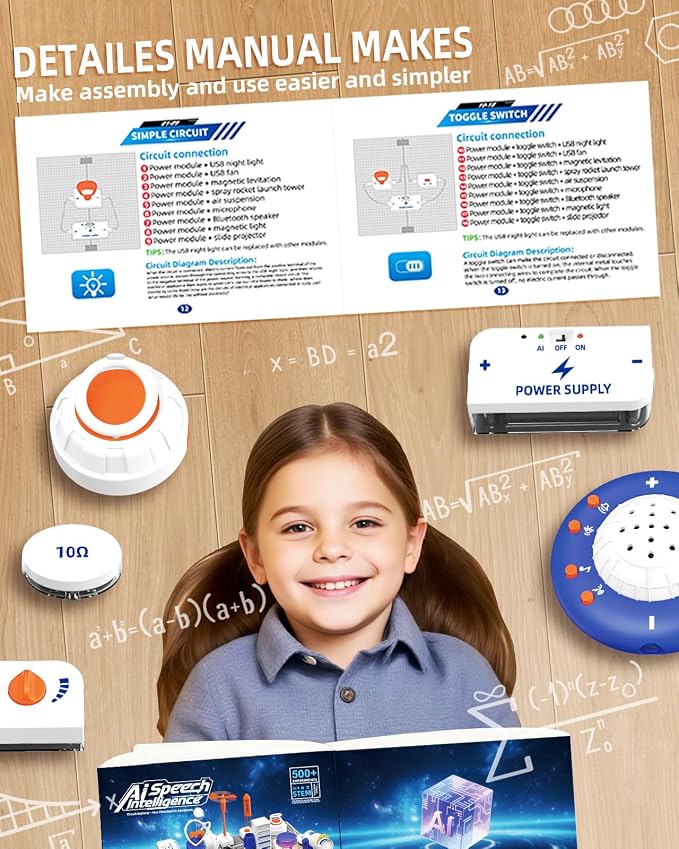 Science STEM Kits for Kids, Electronics Exploration Kit, 41 Pcs DIY Circuit Parts, Over 700 Projects, STEM Educational Toy Gifts for Kids Boys Girls Ages 3 4 5 6 7 8 9 10 11 12, Color Project Manual - Image 6