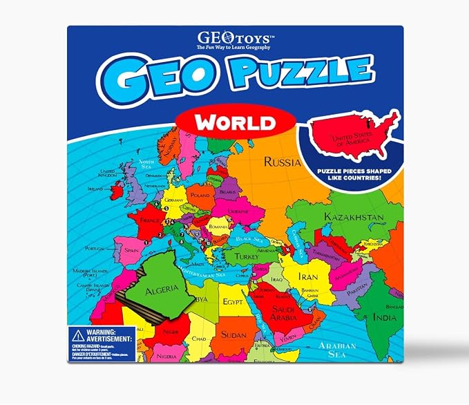 GeoPuzzle World Jigsaw Puzzles, 68 Pc Map Puzzle for Kids Ages 6 & Up - Image 2