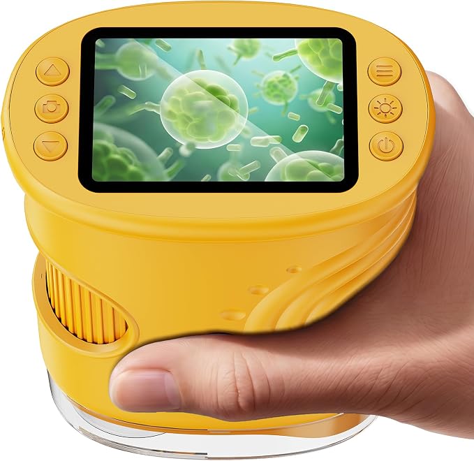 4K 1000X Handheld Digital Microscope for Kids with 2.0" IPS Screen(Yellow) by ASPOVENTOYS
