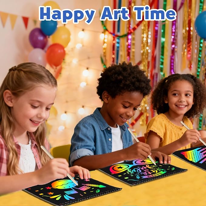 ZMLM Scratch Paper Art-Crafts Gift: 2 Pack Rainbow Notebooks Supplies Toys - Image 4