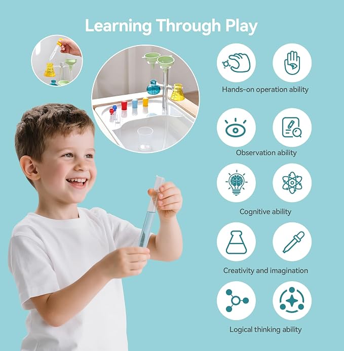 bopoobo Sensory Lab Tray Set Montessori-Inspired Sensory Play The All-in-One Science Station for Curious Toddlers (Chemistry Tools - Tabletop Set) - Image 5