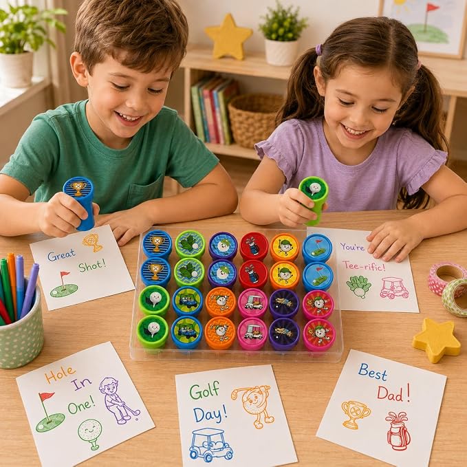 Cinrobiye 24 Pcs Golf Stampers Party Favor Set, Cute Sports Golf Stamps for Kids Birthday Party, Classroom Rewards, Carnival Prizes, Goody Bag Fillers, Sports Themed Party Supplies - Image 5