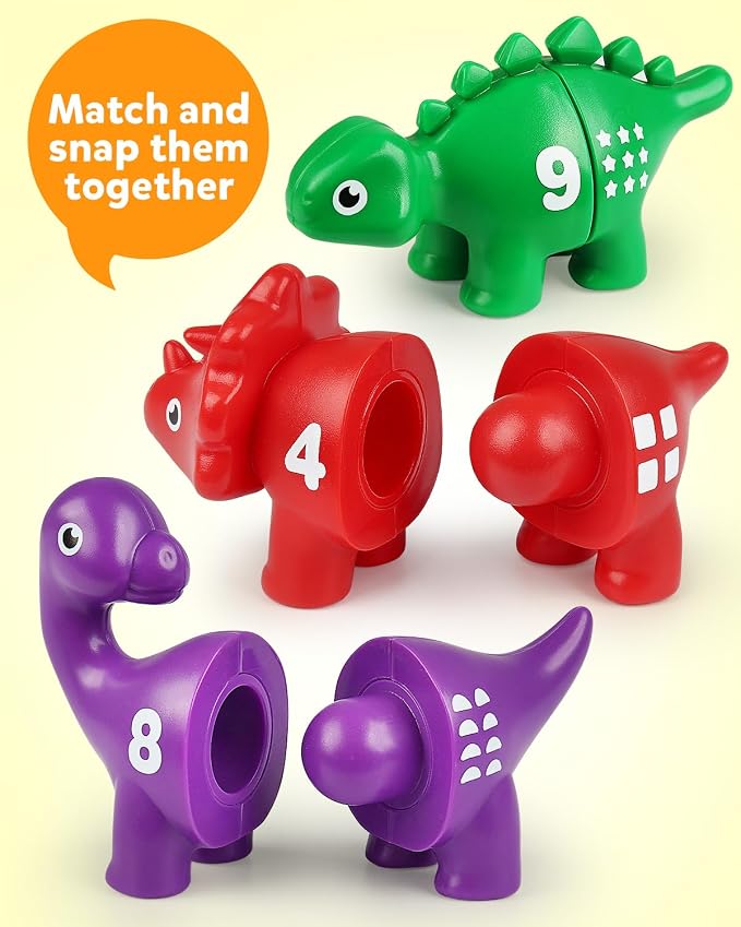 Coogam Numbers Matching Game 10PCS, 123 Counting Dinosaur Toys, Educational Preschool Montessori Fine Motor Skill Mathematics Learning Toys for 2 3 4 Years Old - Image 3