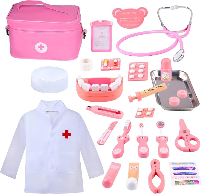 Doctor Kit for Kids, 32 Pcs Pretend Playset for Toddlers, Doctor kit for Toddlers 3-5, with Medical Bag, Stethoscope and Other Accessories, for Boys and Girls Fun Role Playing Game