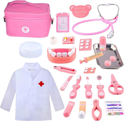 Doctor Kit for Kids, 32 Pcs Pretend Playset for Toddlers, Doctor kit for Toddlers 3-5, with Medical Bag, Stethoscope and Other Accessories, for Boys and Girls Fun Role Playing Game