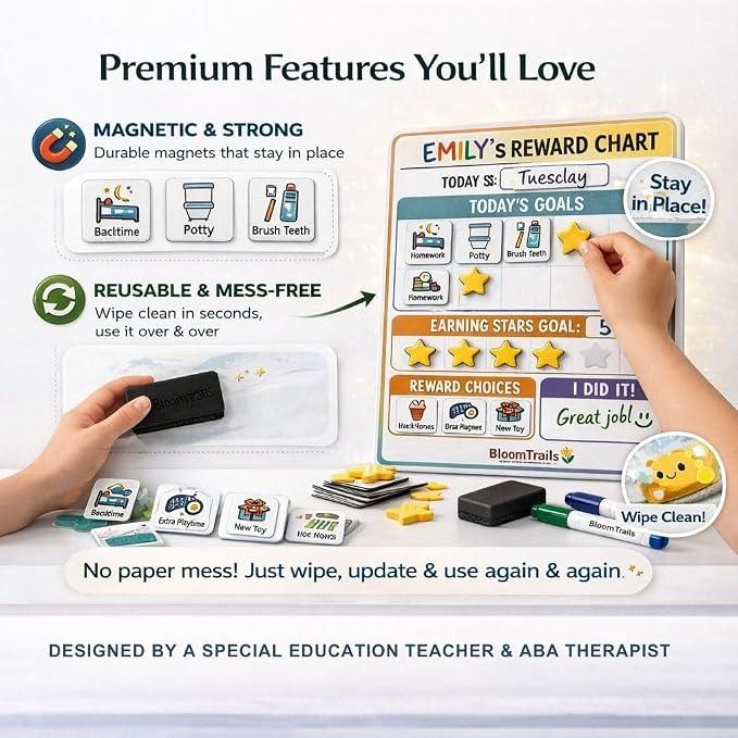 Reward Charts for Toddlers – Magnetic Daily Routine & Behavior Chart for Kids, Positive Reinforcement System for Home & Classroom (2 Pack) - Image 6