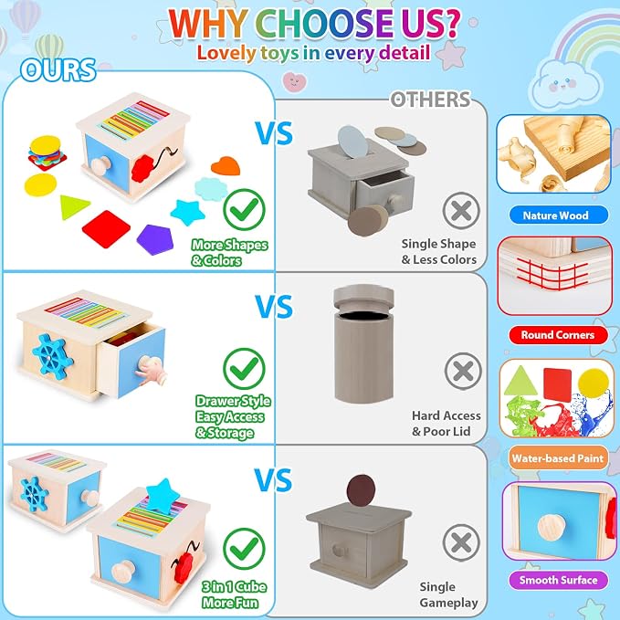 FCSONU Montessori Sorting Box Toys for Toddlers 1-3, Fine Motor Skills Toys - Image 4