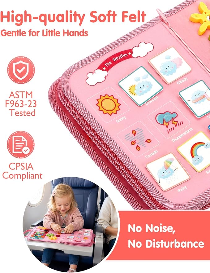 hahaland Busy Board Montessori Toys Busy Book Toddler Girl Gifts Travel Toy - Image 7