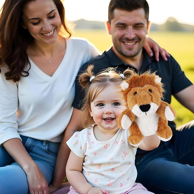 Animal Hand Puppets 11 Inch Safari Plush Farm Animal Woodland Animals Hand Puppet Toys Role-Play Toy Puppets for Kids Storytelling Imaginative Pretend Play Teaching Preschool(Lion)