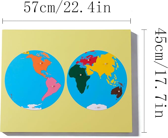 Premium Montessori Wooden Map Puzzle Set 23”, 8 Large Geography Puzzles: World, USA, Canada, Europe, Asia, Africa, North & South America with Control Cards, Kids Gift, Homeschool Learning Materials - Image 7
