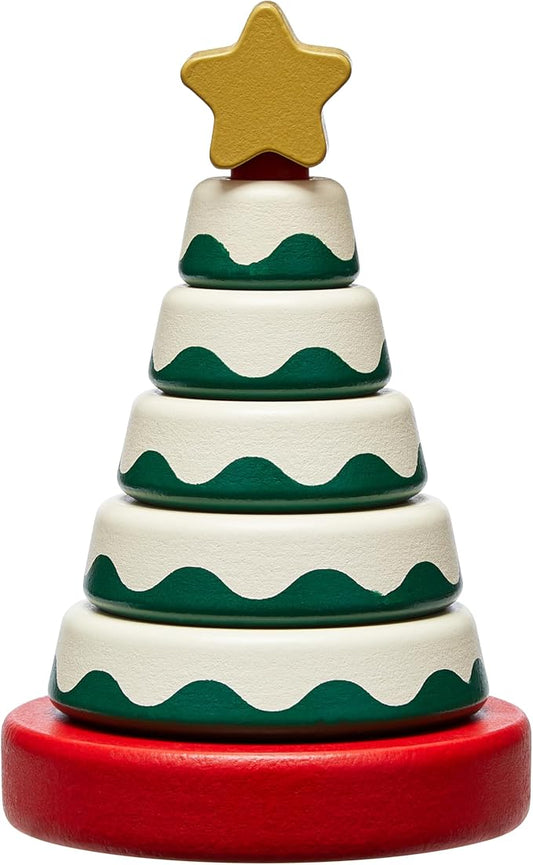Pearhead Wooden Christmas Tree Stacking Toy Set, Holiday Toys for Toddlers by Pearhead