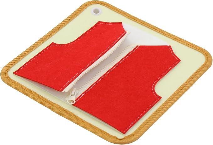 Felt Activity Board Set – Dressing Skills 4 Pieces Montessori-Inspired Ages 3+ | Snap Vest, Zipper Vest, Buckled Shorts & Hook and Loop Shoe | Fine Motor Practical Life Toy with Ring for Preschoolers - Image 7