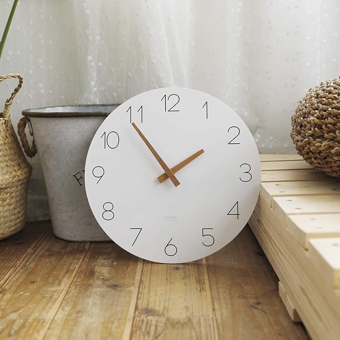 mooas Flatwood Wall Clock, 12" Analog Wall Clock, Silent Non-Ticking - Image 4