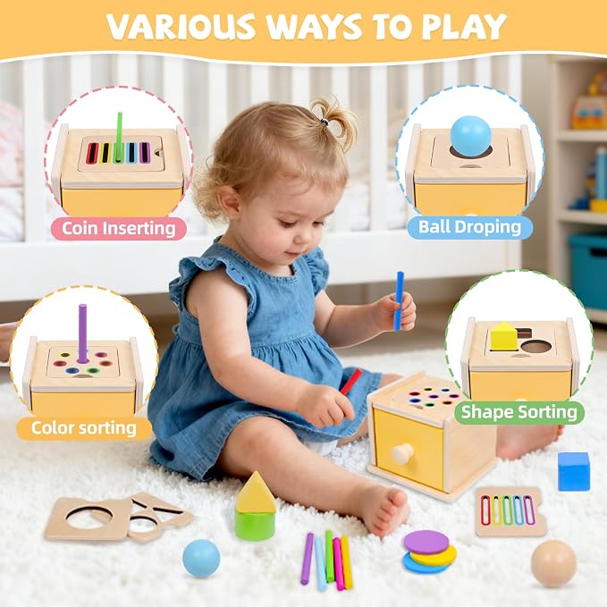 YHHYTOY Montessori Toys for 1+ Year Old, Object Permanence Coin Box - Image 3