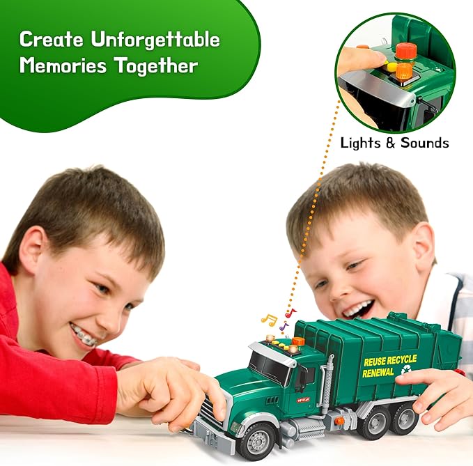 Mobius Garbage Truck Toy – Recycling Vehicle with Lights & Sounds | Educational Eco Play Truck for Kids Ages 3–7