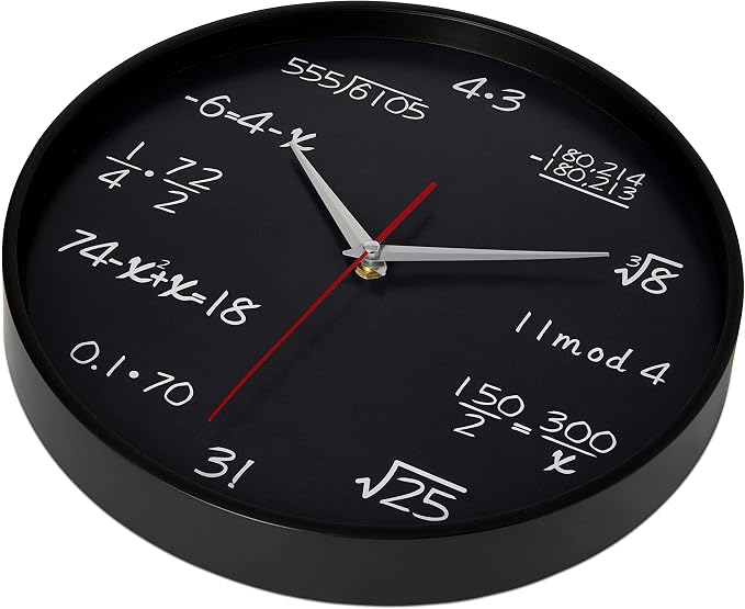 Bernhard Products Math Wall Clock Black 12 Inch Silent Non-Ticking Unique Gift for Teacher/Student/Engineer Graduate Quartz Round Battery Operated, Home Office School Classroom, Mathematical Equations - Image 7