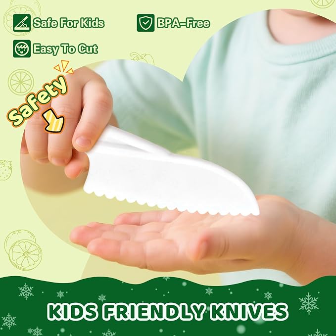 28PCS Toddler Knife Set - Kids Knifes for Real Cooking, Montessori Kids Kitchen Knife Set with Cutting Board Crinkle Cutters Kid Safe Knives, Toddlers Kitchen Tools for Age 2-10 Year Old Girl Boy - Image 2