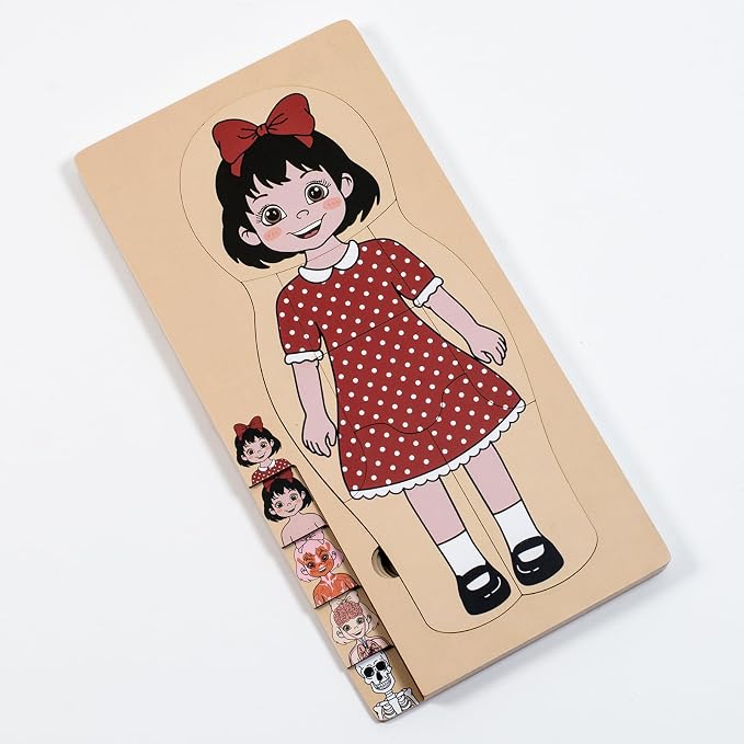 My Body Parts Puzzle for Toddlers Kids African Girl Montessori Wooden Anatomy Puzzle 3-6 Years Old Preschool Learning Game Human Body Cognitive Toys - Image 2