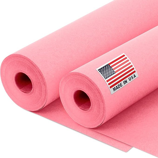 12" x 1200" (100 ft) Pink Kraft Paper Roll (Value Pack of 2), 45 lbs Thickness, Made in USA Colored Craft Paper for School, Bulletin Board - Odorless, Non-Toxic, Safe for Kids