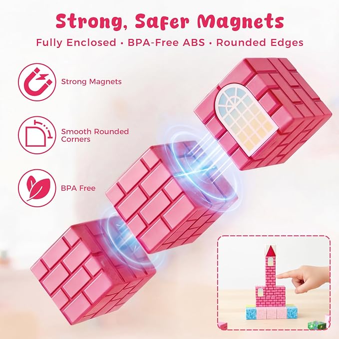 3 otters 150PCS Magnetic Blocks, with a Storage Bag, Princess Castle - Image 3