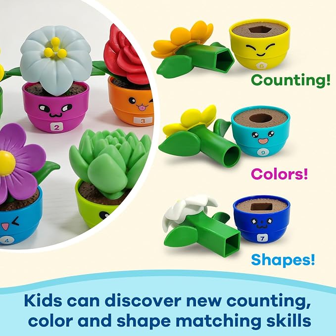GEERAY Montessori Flower Garden Building Toy, 10 Sets Toddler Shape & Color Matching Game, Fine Motor Skills Preschool Sensory Toys, Educational Gardening Gift for 1-3 Year Old Boys Girls - Image 8
