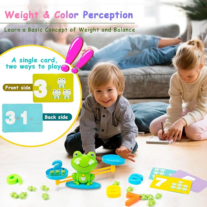 Frog Balance Counting Toys, Cool Math Learning Games for Boys and Girls, Educational Number Preschool Toy, Fun Children's Gift STEM Math Games for Kids Age 3+ (63 PCS) - Image 3
