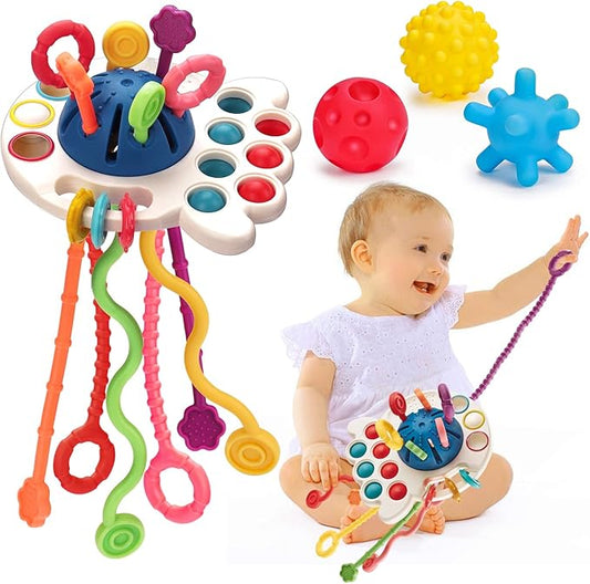 Baby Sensory Montessori Toys for 18 Months Sensory Balls Pull String Toys for Babies Teething Developmental Toy for Boys Girls Christmas Birthday Gifts Infant