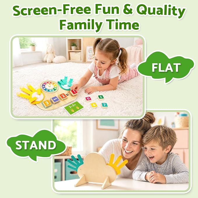2-in-1 Wooden Math Manipulatives & Teaching Clock Toys - Image 5