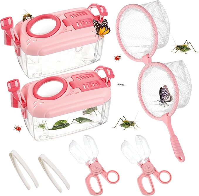 2 Sets Bug Catcher for Kids, Bug Catching Kit Gifts with Butterfly Net Toys by Biubee