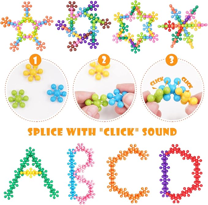 Building Blocks Educational Toy - 300PCS Snowflake Stem Construction Set for Kids 3+, Safe Non-Toxic Storage Case, Learning Gifts for Boys Girls, Multi-Color (Pack of 2) - Image 3