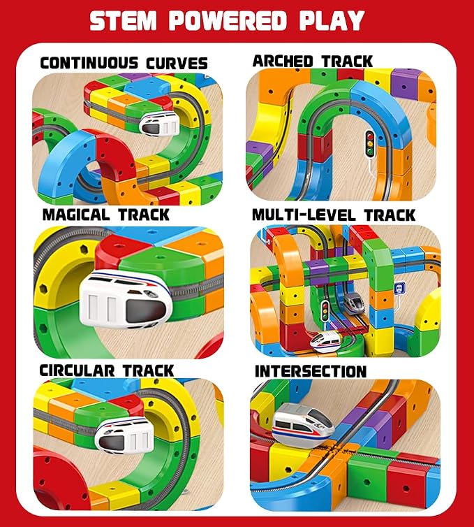 Electric Train Set for Kids Ages 3-8 - Modular 3D Flexible Race Track Building Toy with Gravity-Defying 360° Movement, STEM Learning Fun Gift(154 pcs Deluxe Set) - Image 5