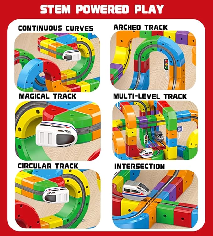Electric Train Set for Kids Ages 3-8 - Modular 3D Flexible Race Track Building Toy with Gravity-Defying 360° Movement, STEM Learning Fun Gift (66 pcs Starter Set) - Image 5