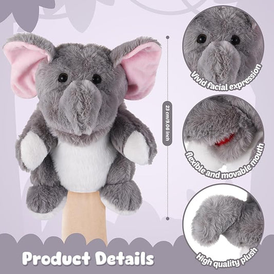 Animal Hand Puppets 11 Inch Sea Turtle Plush Dinosaur Animals Hand Puppet Toys Role-Play Toy Puppets for Kids Storytelling Imaginative Pretend Play Teaching Preschool(Elephant)