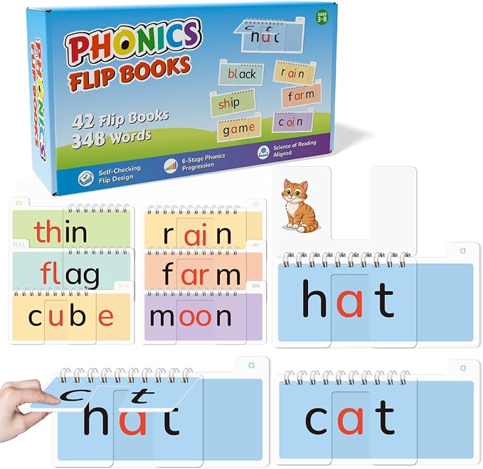 42 Read and Rhyme Flip Books,Phonics Word Family Build Book Learn to Read Phonics Flash Cards,Sight Words Flash Cards Kindergarten Reading Books,Flip Book Word Games for Preschool Learning Activities by Unknown