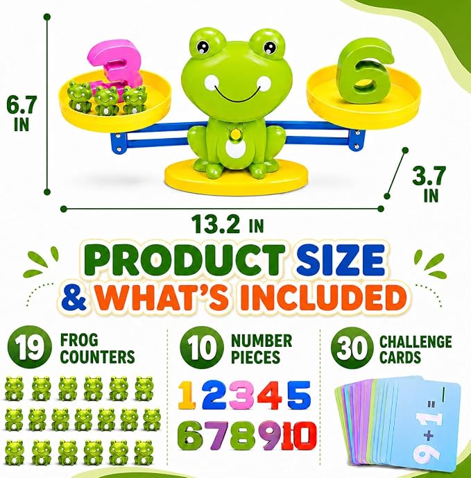 CozyBomB Frog Scale Balance Counting Toy - Preschool Math Learning Games - Image 5