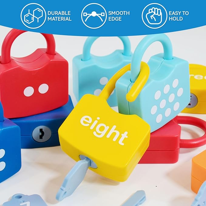Montessori Toys for 3 Year Old, Preschool Activities Toys Games for Toddler, Lock & Key Counting Toys for Toddlers, Math Manipulatives for Preschool Kindergarten Learning & Education - Image 5
