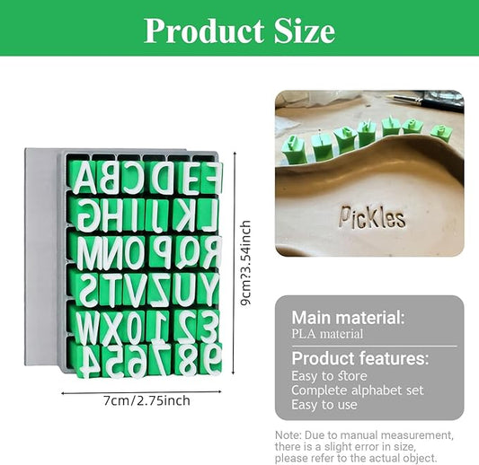 Alphabet Stamps Set for Clay Pottery - Polymer Clay Tools, Uppercase and Lowercase Alphabet Number Symbols Small Press Fondant Embosser DIY Cookie Stamps (Uppercase Alphabet & Numbers)
