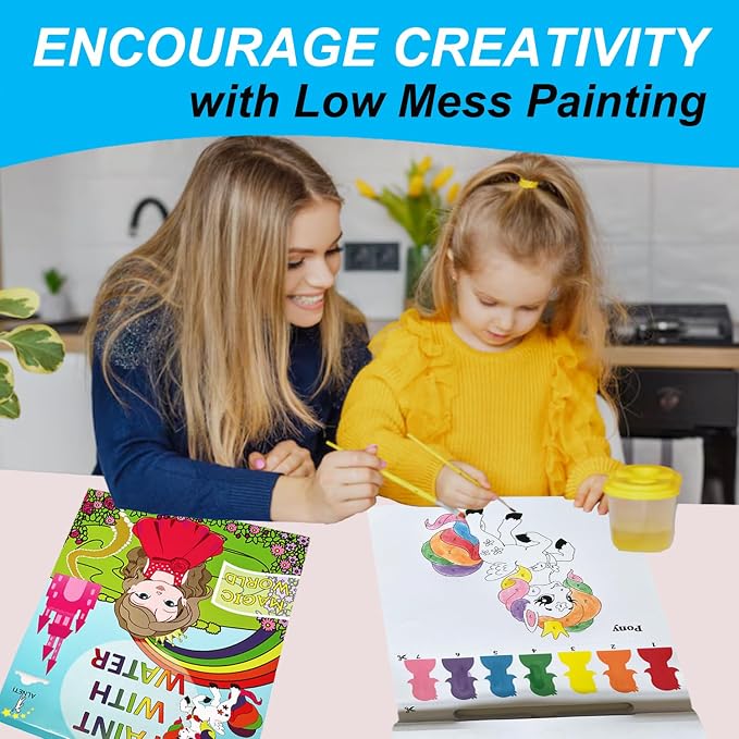 Paint with Water Books for Kids Ages 4-8 - Watercolor Painting Kits - Princess Unicorn Arts and Crafts for Girls 3 4 5 Year Old - Water Coloring Book Craft Kit - Little Girl Art Gifts Mess Free Set - Image 3