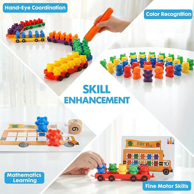 Bmag Counting Bears with Matching Trains, Preschool Learning Toys Color Recognition and Math Learning Games, STEM Educational Toy Gift for Kids Age 3 4 5 Year Old Boys Girls - Image 3