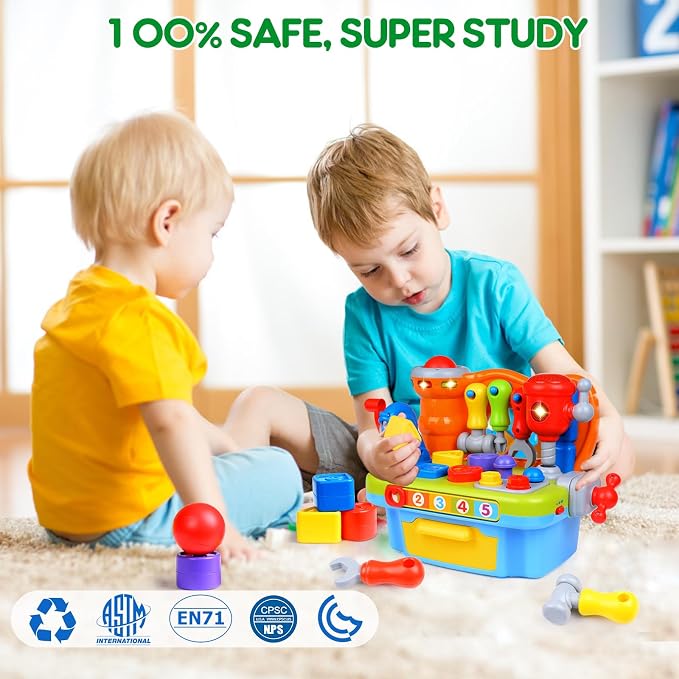 Toys for 1 Year Old Boy, Musical Toy Tool Bench, 1 2 3 Years old Boy Gifts - Image 6