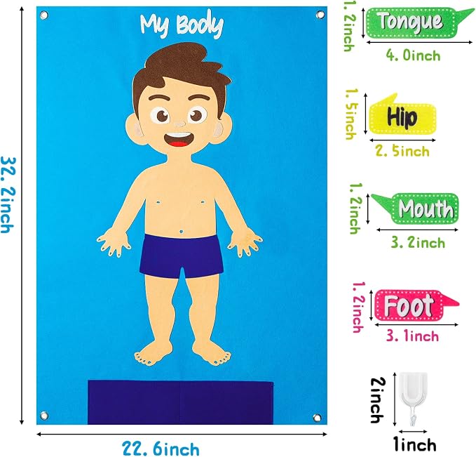 WATINC Body Parts Felt Story Board Set - 35Pcs Flannel Teaching Kit (White) - Image 2