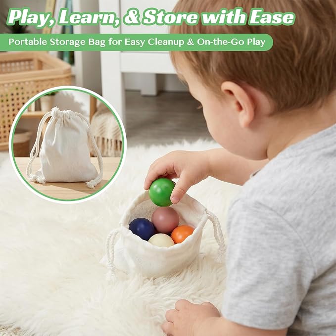 WOODENFUN Rainbow Balls in Cups Toddler Montessori Toys for 3 Year Old Up - Image 6