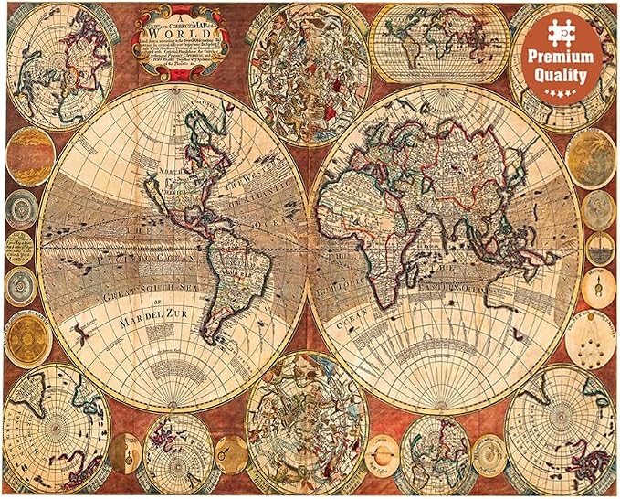 1000 Piece Jigsaw Puzzle for Kids and Adults 19x27in - Old World Map - Image 2