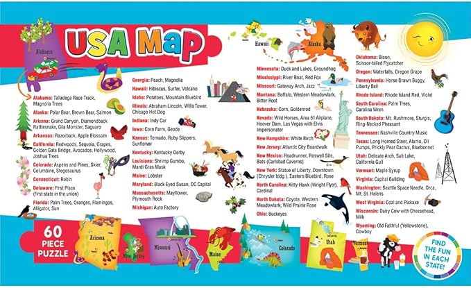 MasterPieces 60 Piece Educational Jigsaw Puzzle for Kids - USA Map State Shaped - 16.5"x12.75" - Image 6