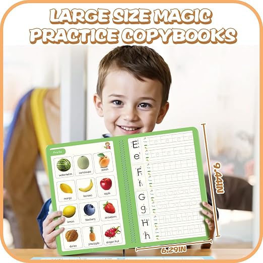 Magic Practice Copybook, Reusable Writing Practice Book, for Preschool Kids Age 3-8 ​Calligraphy 9.44in×6.29in(5 Books with Pens) - Image 2