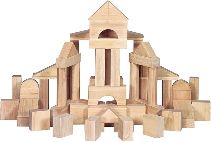Melissa & Doug Standard Unit Solid-Wood Building Blocks With Wooden Storage Tray (60 pcs)