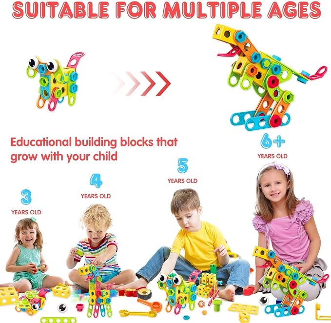 Contixo ST3 Kids Toys - 223 PCs 3D Building Blocks STEM Construction Playboards Creativity, Imagination, Recreational, Educational for Children Toddler, 3+ Year Old Boys and Girls - Image 4