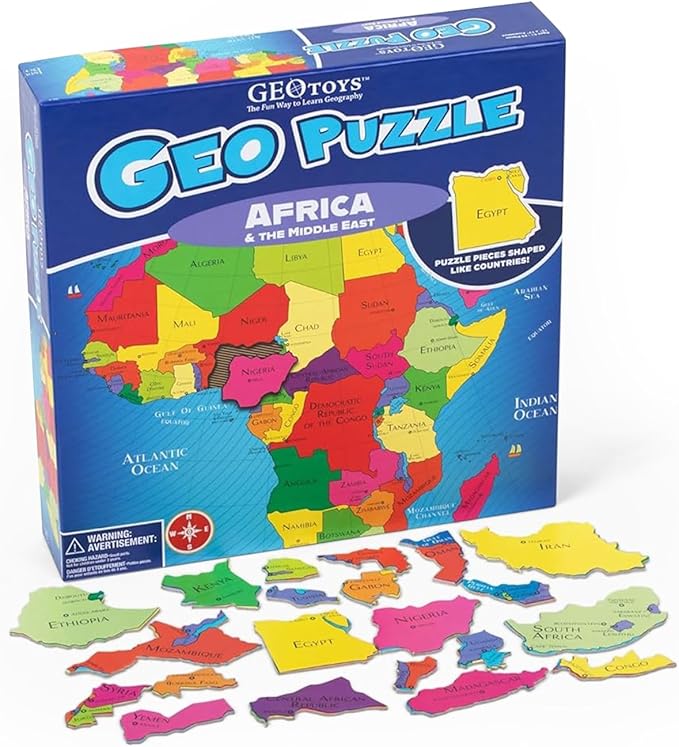 GeoPuzzle Africa & Middle East Jigsaw Puzzles, 65 Pc Puzzle for Kids by Geotoys